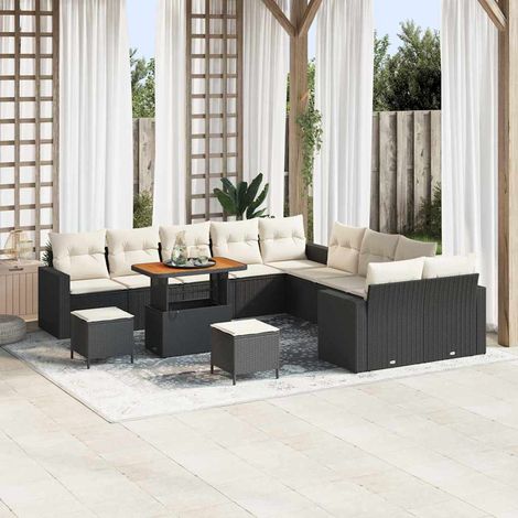 vidaXL Set Divano da Giardino con cuscino 13 pcs Nero polyrattan (1/5)