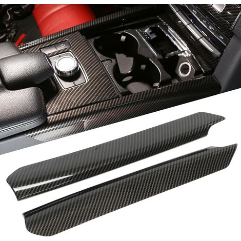 Une paire de baguettes décoratives en fibre de carbone sur le côté de la console centrale convient aux Mercedes-Benz Classe E W212 2010-2015. (1/5)