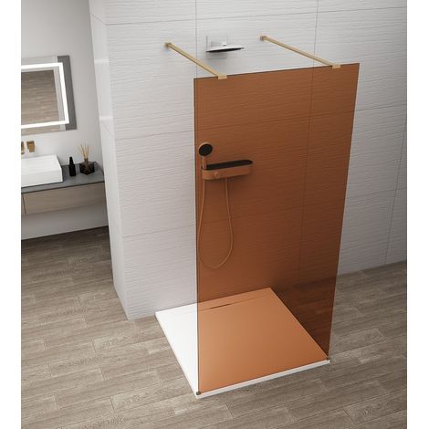 Polysan Esca - Cabine de douche à l'italienne 120x210 cm, Antidrop, verre Marron/doré mat ES1512-08 (1/5)