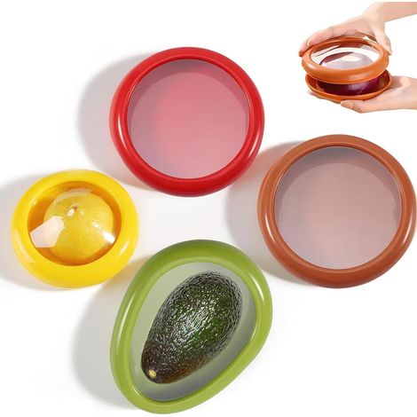 4 organizadores reutilizables para el refrigerador, cajas de almacenamiento para cebollas/tomates/limones/aguacates, para conservar verduras frescas. (1/5)