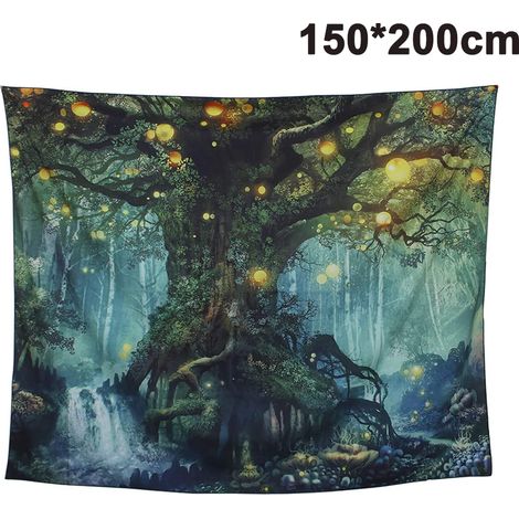 Tapisserie murale 3D florale, motif forêt réaliste, décoration intérieure, imprimé arbre. (1/4)
