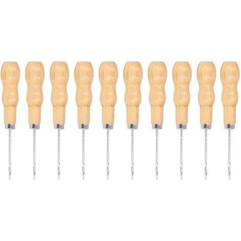 10 Pieces Leather Sewing Awl with Wooden Handle, 125mm, Repair and DIY Tool Kit (1/5)