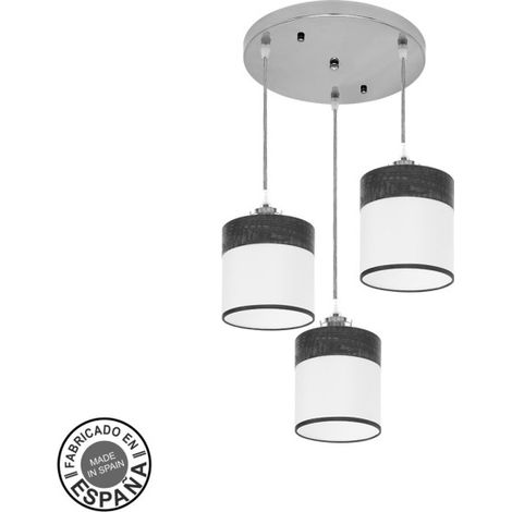 Plafon Cloe 3xe27 Cromo/blanca-madera Negra Regx42x42 cm