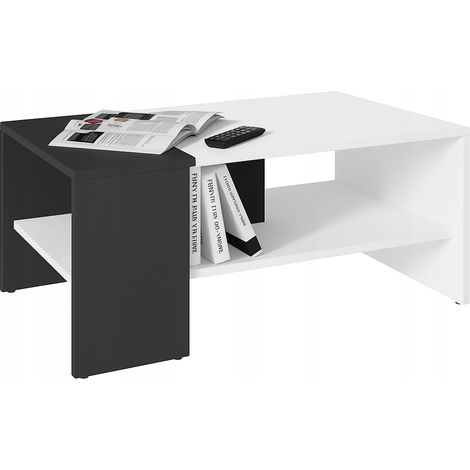 STRAP Couchtisch, weiß und schwarz, mit geräumiger Ablagefläche, 100 cm Loft-Retro-Couchtisch