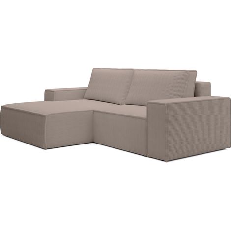 Selsey Farese Mini – Ecksofa mit Cordbezug, Schlaffunktion und Stauraum, Beige, links (1/5)