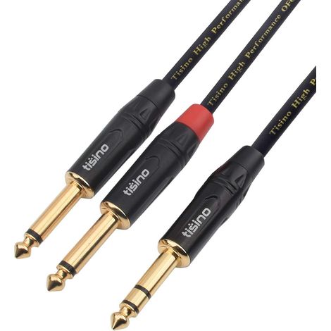 Câble Audio Jack 6,35 mm vers 2 x 6.35mm TS Mono Y Splitter insérer Audio Câble pour Haut-parleurs, Amplificateurs, Table de Mixage, Cinéma Maison etc. - 1M (1/5)