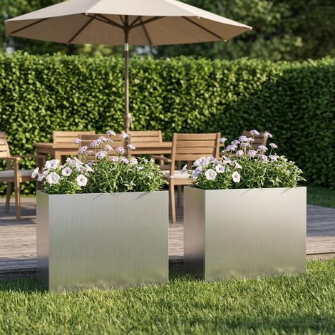 Cache-pot de jardin 2 pc Argenté 50 x 20 x 40 cm (1/5)