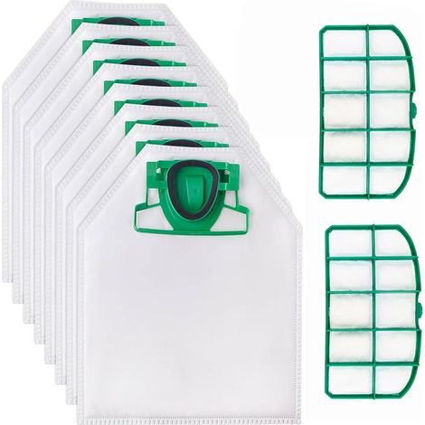 Lot de 8 Sacs Aspirateur Accessoires pour Vorwerk Folletto VK200 FP200 VK220 VK220S, Compatibles + 2 Parfums + 2 Filtres (A) (1/5)