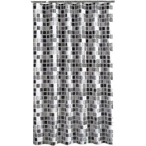 Cortina de ducha, 200x220 cm, poliéster suave, resistente al moho, repelente al agua, para baño (1/5)