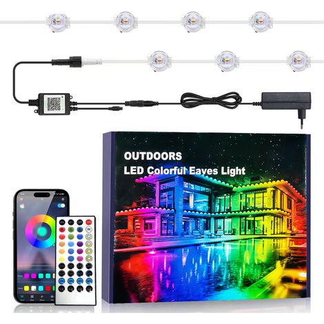 295 Fuß Außenbeleuchtung, RGB-Dachrinnenbeleuchtung mit Fernbedienung und App, individuell anpassbare Stimmungsmodi, IP67 wasserdichte Dachrinnenbeleuchtung, Außenbeleuchtung, C
