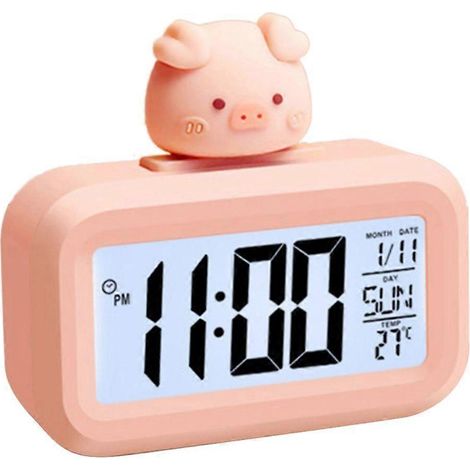 Réveil numérique avec thermomètre, fonction snooze et veilleuse, horloge de table pour enfant (1/4)