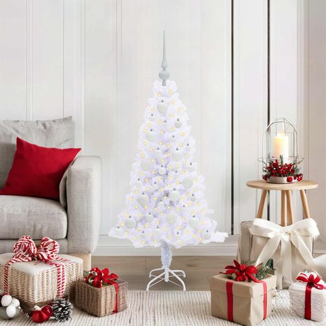 Künstlicher Weihnachtsbaum Weiß 120 cm PVC und Stahl