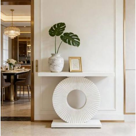 Table console 100 x 30 x 79 cm en MDF et métal, blanche HAVRYA (1/5)