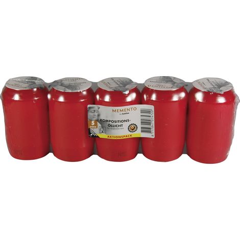 Bolsius Kompositions-Öllicht Nr. 3 rot, Höhe 9,5 cm, Ø 5,7 cm 5er Pack Grablicht