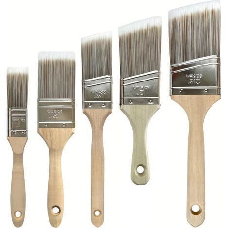 Ensemble de 5 pinceaux marron avec pinceau coudé et brosse de nettoyage pour le bricolage à domicile (1/5)