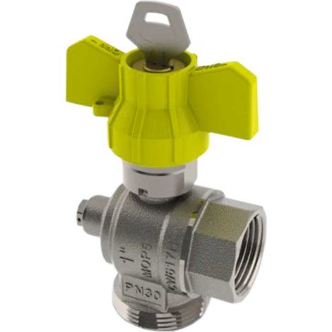 VALVOLA GAS AD ANGOLO POST-CONTATORE CON PRESA E SICUREZZA TIEMME 3/4"" F x 1""1/4 M