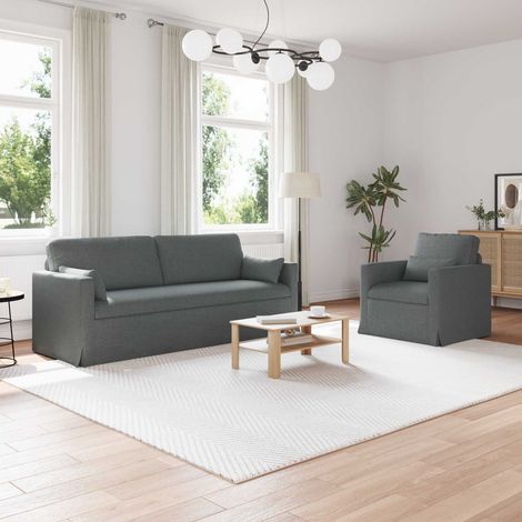 Juego de Sofá 2 pcs Gris oscuro 198 x 78 x 80 cm tela