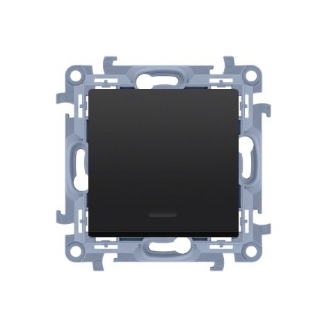 Interruttore unipolare con illuminazione a LED (modulo) 10AX, 250V, morsetti a vite, nero opaco, SIMON10