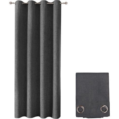 Tenda Oscurante 100% Porta Finestra 1 Pannello 140x280 Cm Isolante Termica Coprente Moderna - Antracite