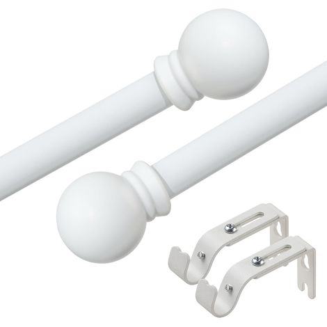 Tringle à rideaux décorative en métal blanc mat avec supports - 76 à 152 cm - 1,6 cm (1/5)