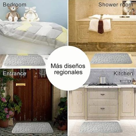 Vente directe d'usine de tapis de sol transfrontaliers en relief imitation pavés, de tapis antidérapants pour salle de bain, de tapis de siège de toilette, d'ensembles de trois pièces et de tapis gris (1/5)
