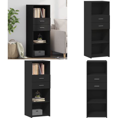Buffet haut noir 45x42,5x124 cm bois d'ingénierie - Buffet Design Intemporel - Meuble Rangement Noir - Buffet Cuisine - Buffet Salon - Commode Rangement - Home & Living (1/5)