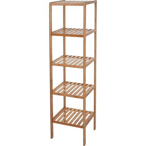[NEUWERTIG] Badregal HHG-550, Badezimmer Badschrank Standregal, Bambus 140x34x33cm