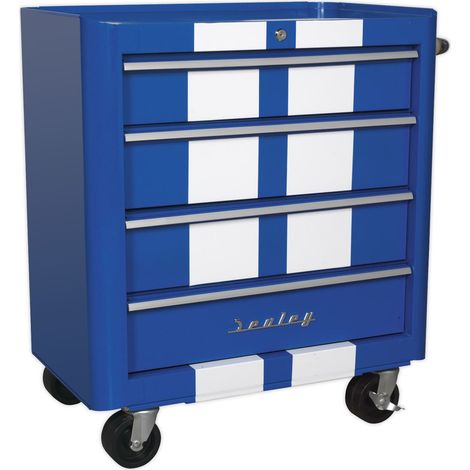 Sealey Rollcab 4 Drawer Retro Style - Blue with White Stripes AP28204BWS (1/5)