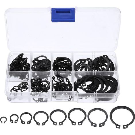 Circlips Extérieurs et Intérieurs, C Clips, Anneaux de Retenue et de Serrage en Métal - 8 Tailles, 160 Pièces avec Boîte de Rangement - Pour Essieux et Autres Mobiles (1/5)