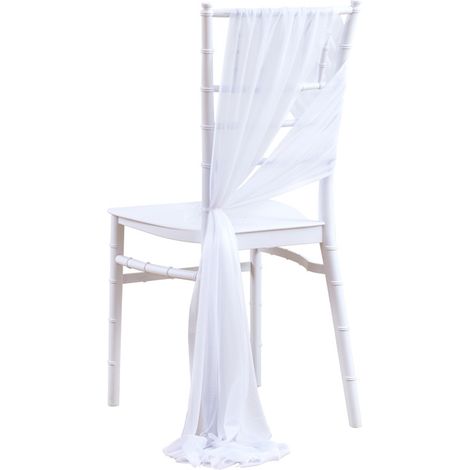 20250cm - Décoration au dos de deux chaises de mariage, rideau de gaze de chaise blanc d'église (en tulle) (1/5)