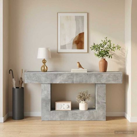 vidaXL  Console Table  Concrete Grey 160 x 30 x 74 cm Engineered Wood