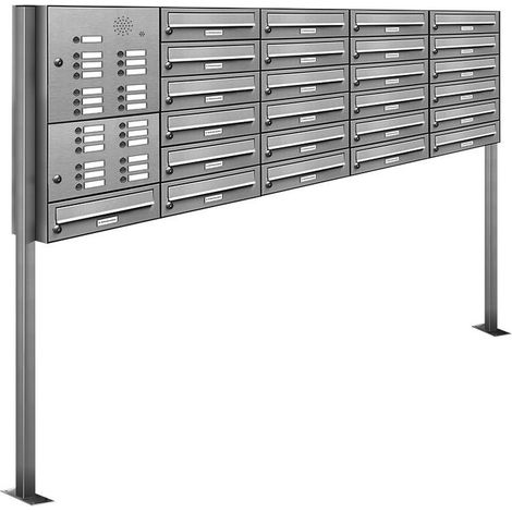 25er V2A Edelstahl Briefkasten Standanlage Freistehend mit Klingel (1/5)