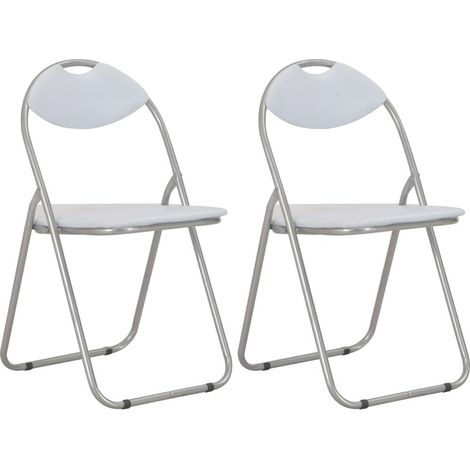 Chaises pliantes de salle à manger 2 pcs Blanc Similicuir (1/5)
