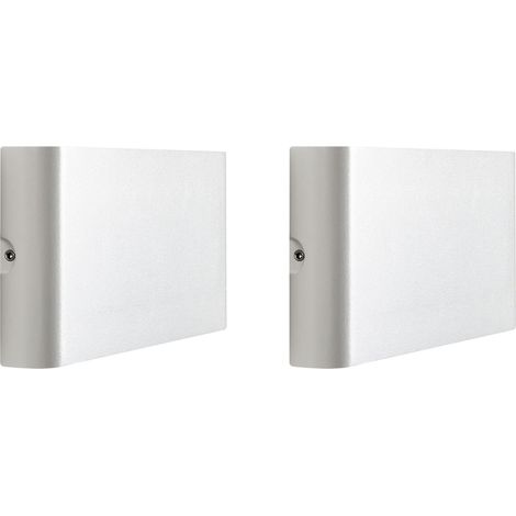 Set di 2 applique da esterno a LED rettangolari per illuminazione d'accento, IP54, alluminio bianco Arder (1/5)