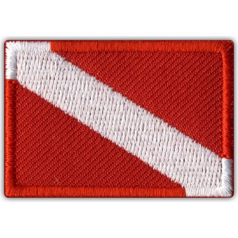 Taucherflaggen-Patchion – Selbstklebende Rückseite – Gestickter Aufnäher/Abzeichen/Emblem
