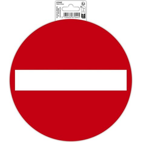 Panneau adhésif - Sens interdit - Rond - 20cm - Blanc/rouge - PVC - Signalétique