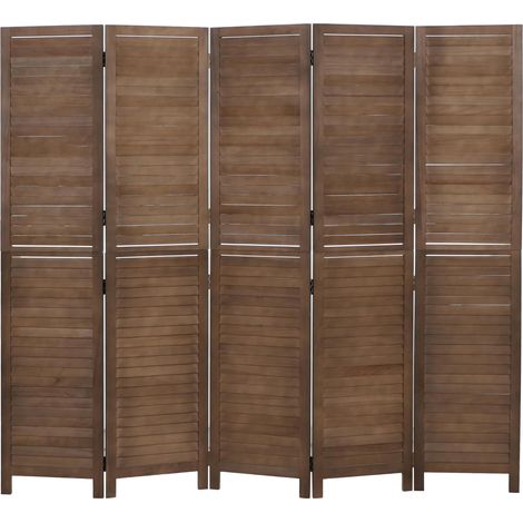[NUNCA USADO] Biombo HHG-514b, separador de ambientes, mampara de protección visual, madera de paulownia vintage, 180 x 200 cm, marrón (1/5)