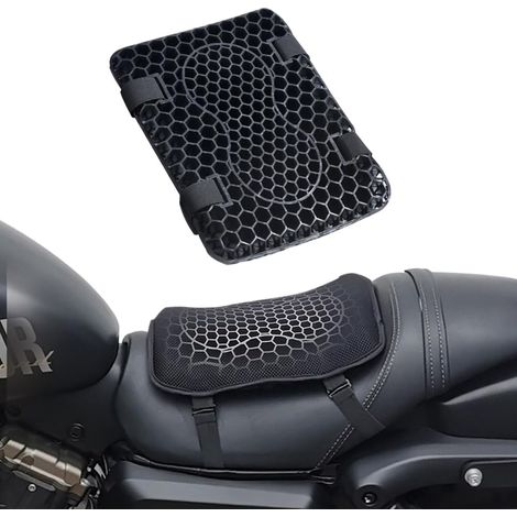Coussin de selle de moto, coussin de siège en gel pour moto, coussin de siège universel respirant pour moto, absorbant les chocs et antidérapant pour les longs trajets. (1/5)