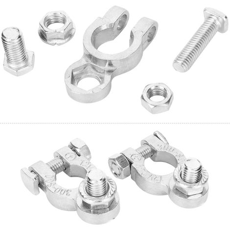 Paire de bornes de batterie universelles 12/24 V pour voiture, type à goujon, câble de 10 mm/0,4 po, positive et négative (1/5)