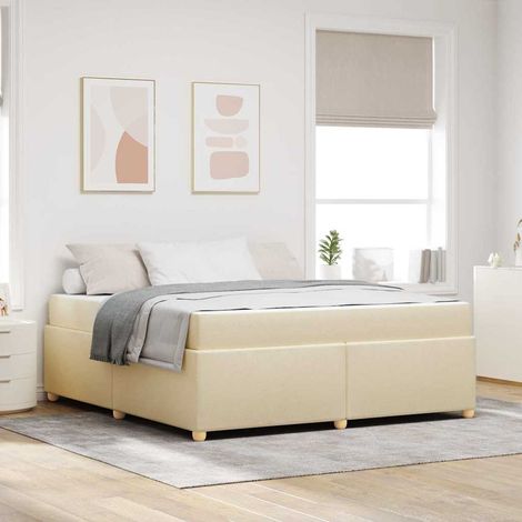 vidaXL Bettrahmen mit Matratze Creme 180 x 200 cm Stoff (1/5)