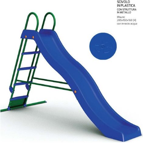 Scivolo da Giardino 285 cm per Bambini in Plastica Scaletta Bimbi Grande Acqua (1/2)