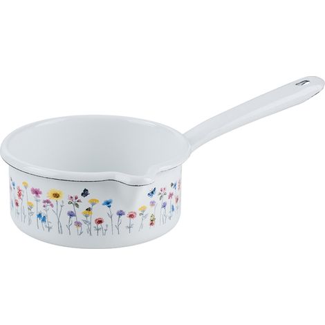 Riess Stielkasserolle mit großem Ausguss Ø14cm 0,75L Flora Emaille