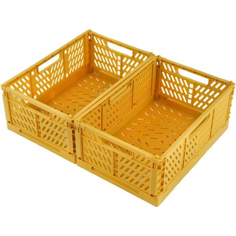 2er-Set faltbare Boxen – Robustes PP-Kunststoff – Platzsparende Aufbewahrung – Küche, Schlafzimmer, Büro – Gelb, 30 x 20 x 12 cm (1/5)