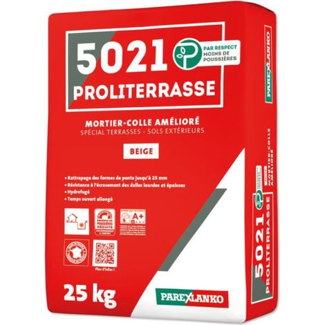 Mortier-colle amélioré spécial terrasses PAREXLANO 5021 Proliterrasse - Beige - 25kg
