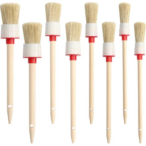 8 Pinceaux Rond en Bois, Pinceaux à Rechampir Arrondis Pinceau à lasure, Pinceau de Peinture (1/5)