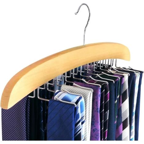 Porte-Cravates - Bois - 24 Crochets - Pour Dressing - 1 Pièce
