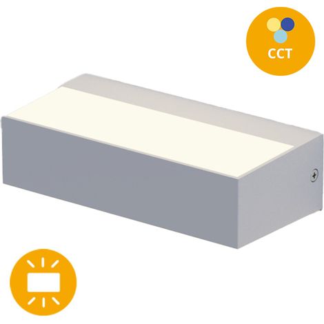 Applique corvo ip65 9w led cct 3000/4000/6500k l.17,1xw.4,6xh.8,3cm grigio