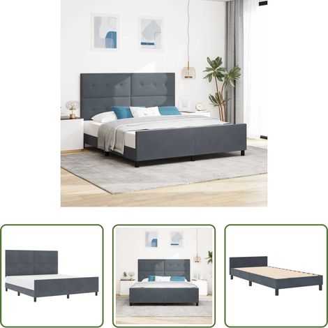 Samtbett - Boxspringbett mit Kopfteil Dunkelgrau 180 x 200 cm Samt (1/5)