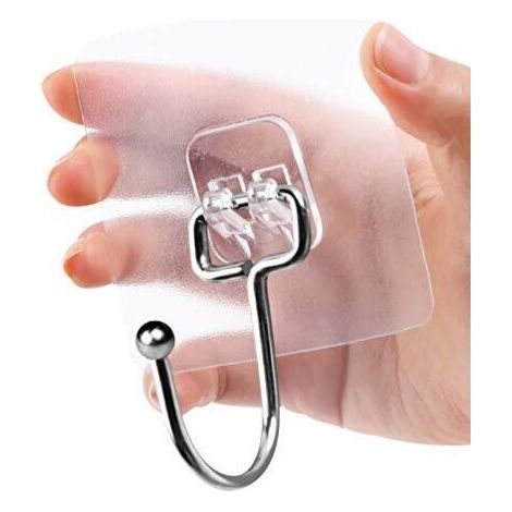 Transparent adhesive hooks, 8 pieces waterproof, heavy-duty transparent hooks, 44 lb/ 20 kg (max.) adhesive hooks for bathroom, bedroom, kitchen, door, wall, refrigerator, ceiling.--DTEKGAZ