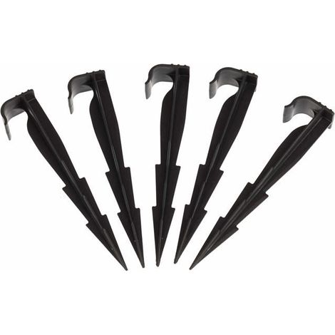 Lot de 50 piquets de fixation AquaPEG 16 cm pour tuyaux d'irrigation Ø16 mm - PP noir (1/3)